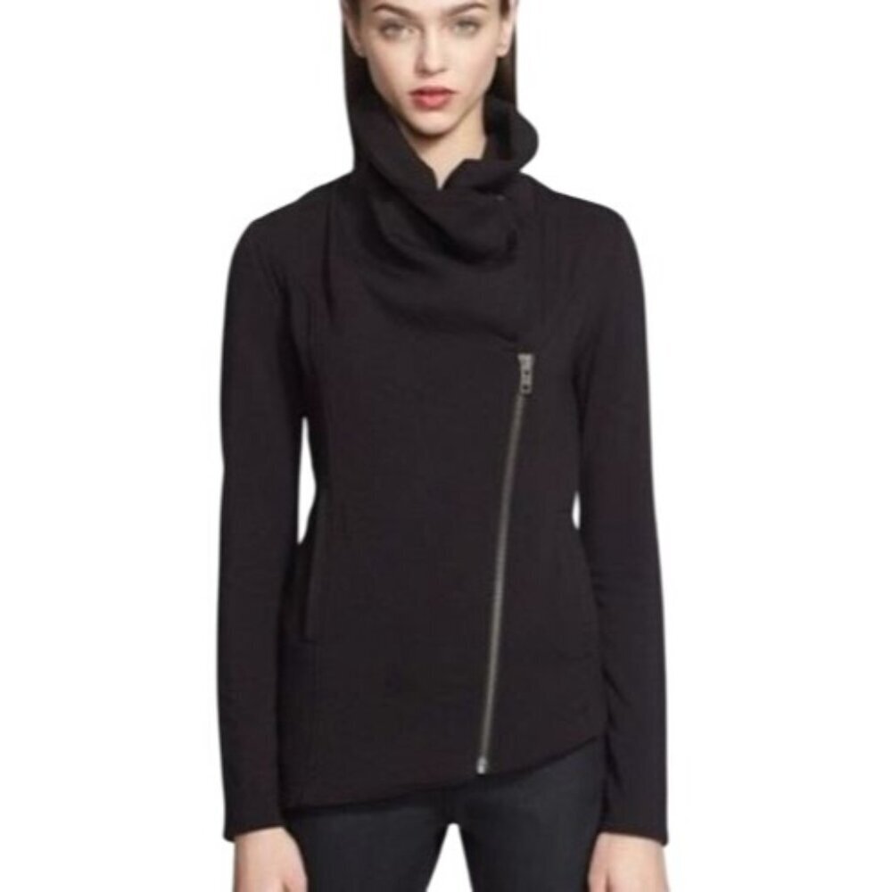 Helmut Lang Villous Women's Jacket Asymmetrical Stretch Knit Black Medium